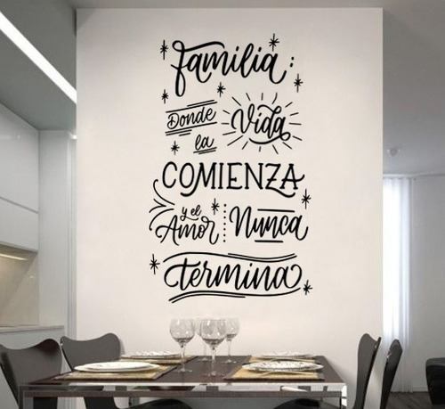 Vinil Decorativo Paredes Frases Letras Familia Donde La Vida