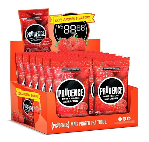 Prudence Preservativo Com Sabor Caixa Com 12 Pacotes Sabor Morango