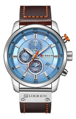 . Reloj Deportivo Militar Con Correa De Piel Y Cronógrafo