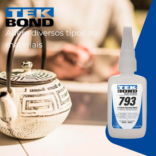 2x Cola Tekbond 793 Adere Ampla Variedade De Metais Plástico