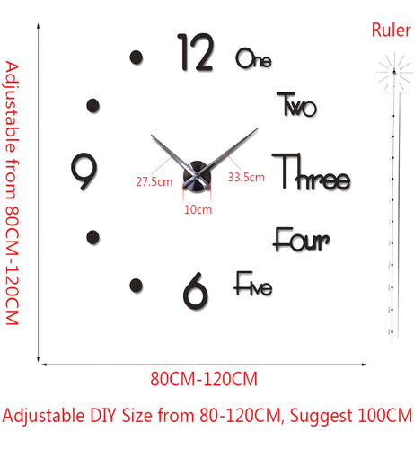 Imagen 2 de 9 de Reloj De Pared 3d Decorativo Moderno Acrílico 120 X 120cm