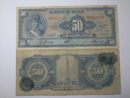 Billete De 50 Pesos, Ignacio De Allende Billete Antiguo