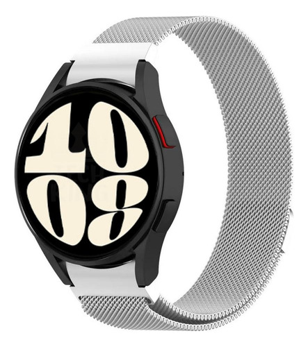 Pulseira Fecho Redge Metálica Para Samsung Watch6 40mm Cor Prata