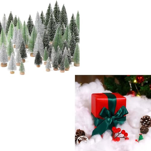 30pcs Mini Árboles De Navidad Y 12.4 Oz Algodón De Nieve