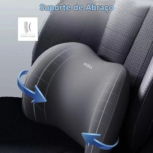 Almofada Encosto Lombar Pescoço Banco Carro Universal Preto Preto
