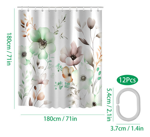 Cortina De Ducha, Textil Antimoho, Repelente Al Agua, Lavabl
