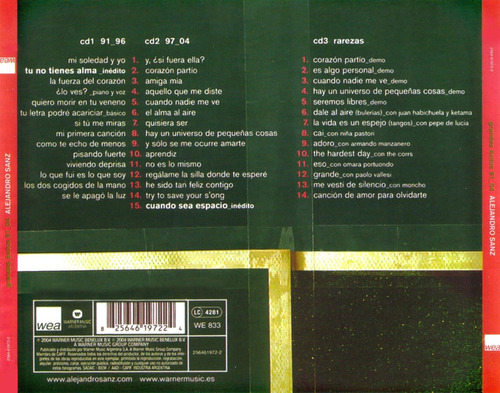 Cd Triple Alejandro Sanz / Grandes Exitos 91-04 (2004)