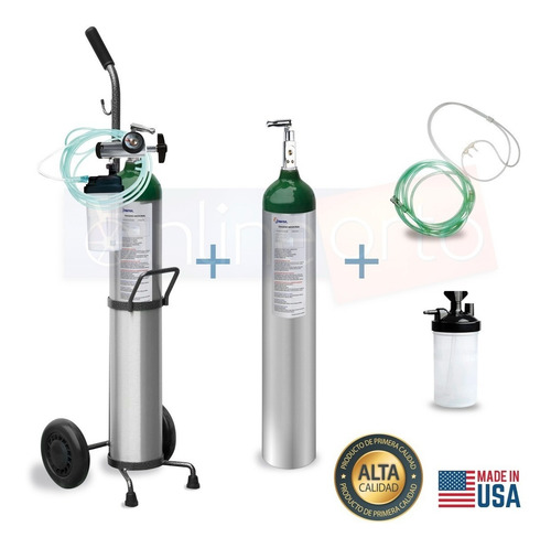 Imagen 1 de 10 de Kit Completo Tanque Oxigeno 682ltportatil Mas Cilindro Vacio