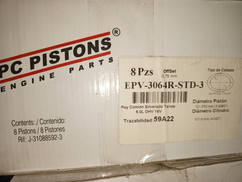 Pistones Y Anillos Para Rey Camion 6.0 A Std 020 030 