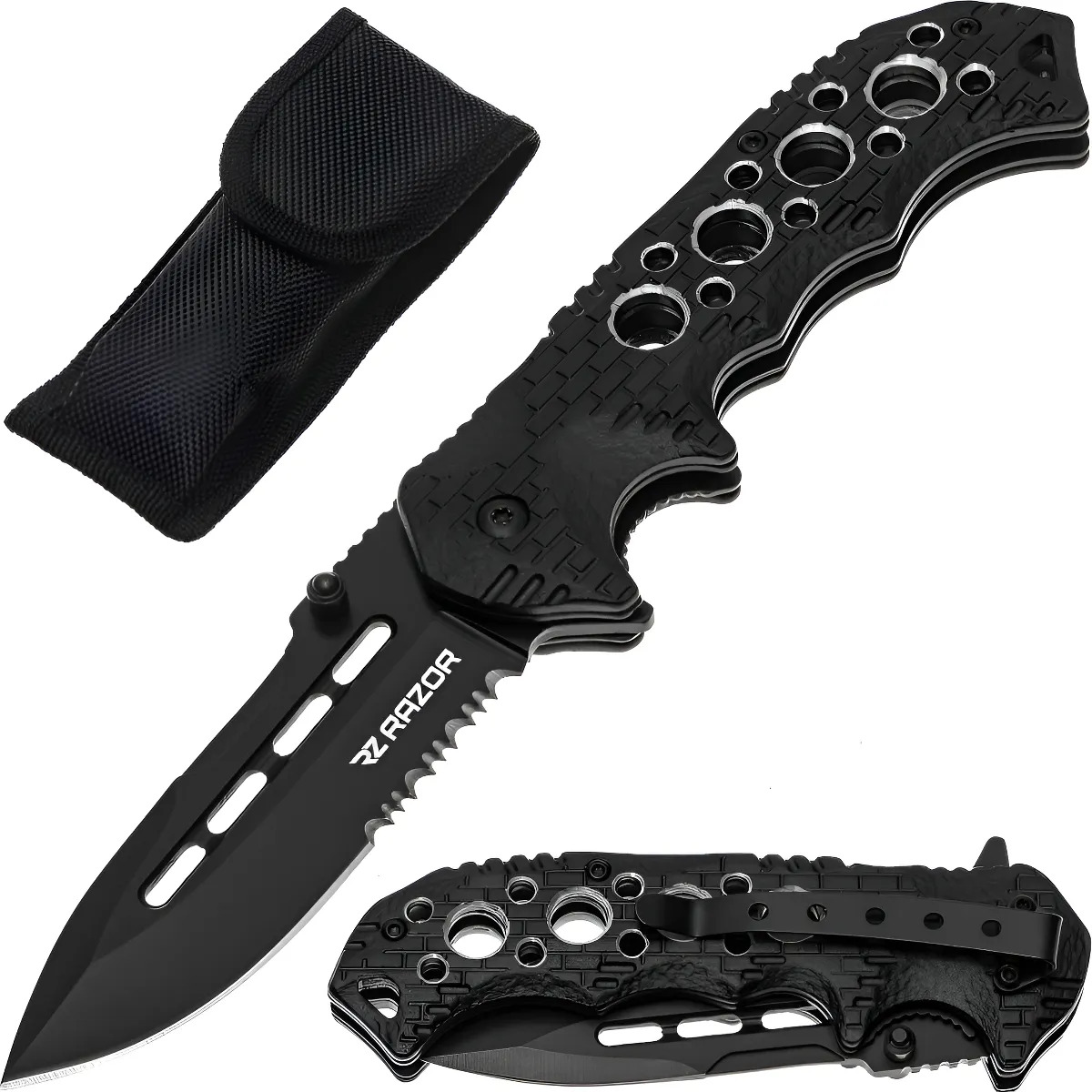 Navaja Razor Contender Semiautomática de Acero Inoxidable para Supervivencia y Camping