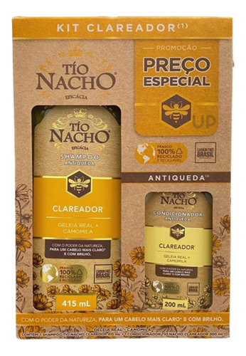 Kit Antiqueda Clareador Sh 415ml E Cond 200ml Tio Nacho