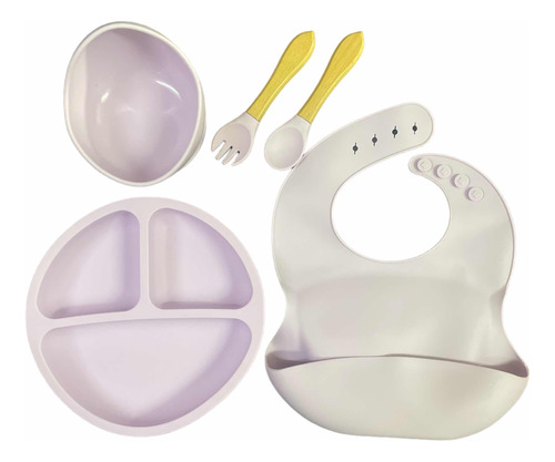 Set Alimentación Silicona Libre Bpa 5 Piezas Antideslizante