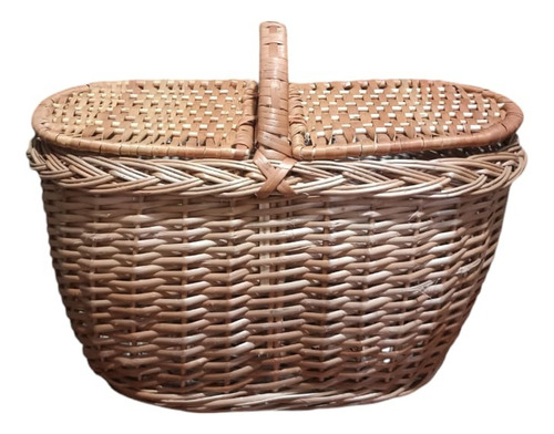 Canasta Picnic Mimbre Con Dos Tapas 38 X 22 X 21 Cm Todo Marrón