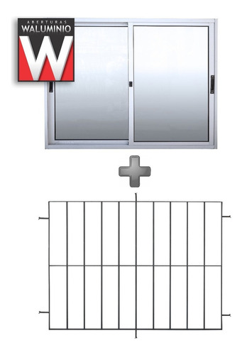 Ventana De Aluminio 1.20 X 1.0 Con Reja 12mm Incorporada Color Plateado