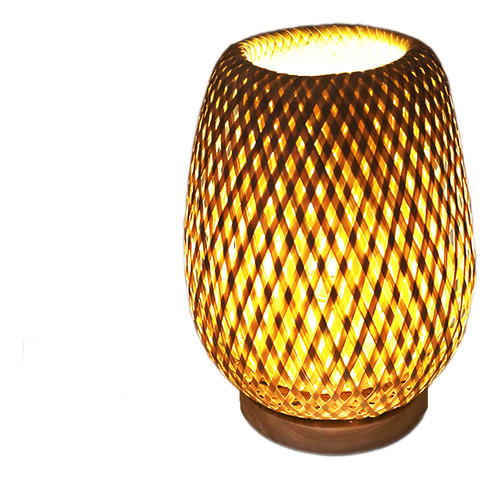 Lámpara De Mesa De Bambú Para Decoración De Mesita De Noche