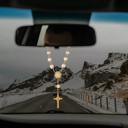 Colgante Para Espelho Retrovisor Com Cruz De Rosário De 2 Pz