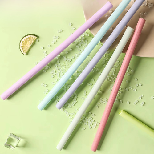 Canudo Silicone Reto Com Escova Limpeza Sustentável 22cm