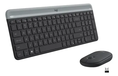 Combo Teclado e Mouse sem fio Logitech MK470 Slim Wireless Cor Grafite Layout Inglês US