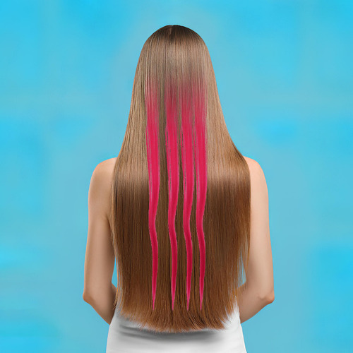 10 Extensiones De Cabello Sintéticas Con Resaltes De Colores