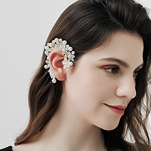 Ear Cuff De Elfo Con Perlas De Hadas, Pendiente Único Izquie