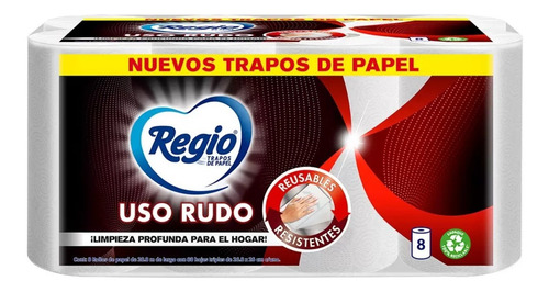 Regio Uso Rudo Toalla De Papel 8 Rollos Con 60 Hojas Triples