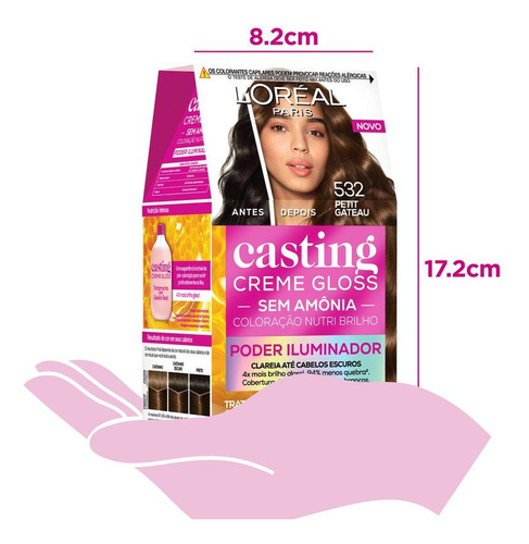 Kit De Coloração L'oréal Casting Creme Gloss Tinta De Cabelo Casting Creme Gloss 532 Petit Gateau 230g Tom 532 Petit Gateau 25vol. Para Cabelo 532 Petit Gateau