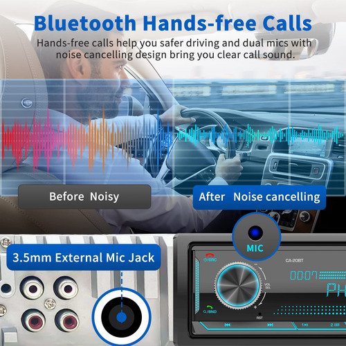Receptor Estéreo Para Coche Stiflix Single Din Bluetooth Con