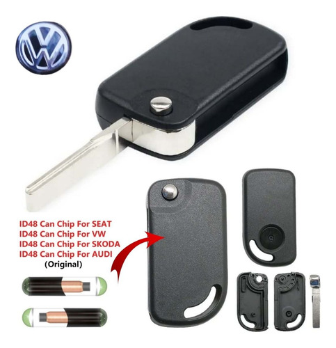 Llave Encendido Vw Con Chip Id48 Tipo Navaja Oh Abatible