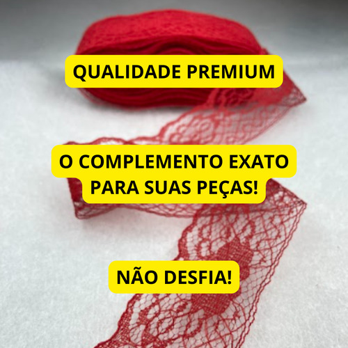 Renda Poliamida Poliéster Colorida - Largura 4cm 10 Metros