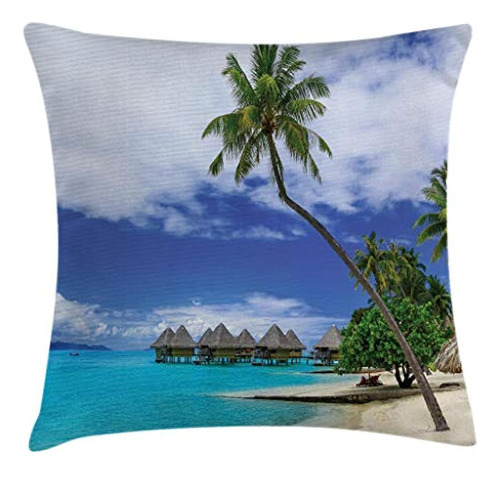 Ambesonne Tropical Throw Funda De Almohada, Bungalows Acuáti