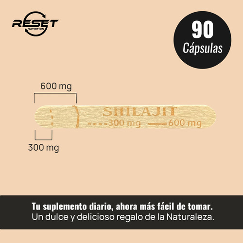 Reset Nutrition Shilajit Himalayan Resin Energía Vitalidad Sabor Sin sabor