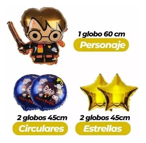 Kit De 5 Globos Harry Potter Hogwarts