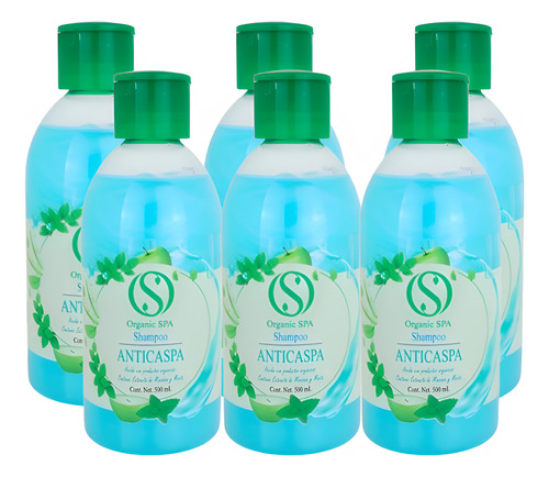 Shampoo Anticaspa Organic Spa 6 Pack De 500 Ml