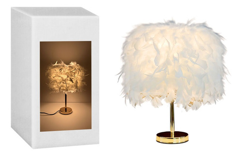 Lámpara De Mesa De Plumas Para Dormit Decorativas Blanco Blanco