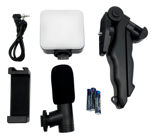 Kit Gravaçao 4 Em 1 Com Microfone, Led, Suporte Celular