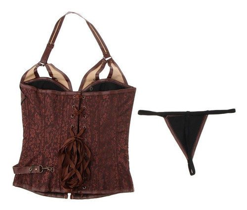 Imagen 3 de 10 de Corsé De Overbust Halterneck Embellecimiento Gótico Mujer