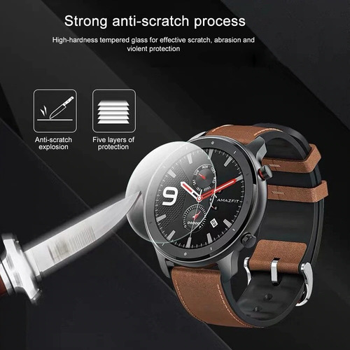 2 Micas D Cristal Templado 9h Premium Para Amazfit Gtr 47 Mm
