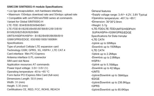 Sim7600 G-h 3g 4g Lte Cat4 Esp8266 Esp32 Arduino Raspberry