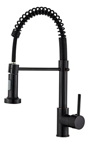 Canilla Grifo Monocomando Flexible Extensible Cocina Mesada Negro Mate