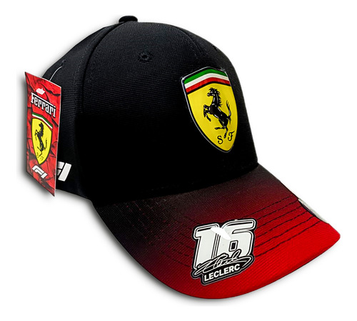 Gorra Charles Leclerc F1 2025 Negro Adulto Unitalla Ajustable Lisa