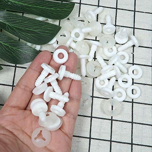 TOAOB 20 Set 15mm Doll Joints White Plastic Animal Joints for Doll Making Limbs and Head Joints 