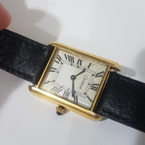 Relógio Cartier Acorda Todo Original Em Plaquer De Ouro Lind