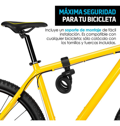 & Candado For Bicicleta 1.47m Contra Agua 2 Llaves Redlemon