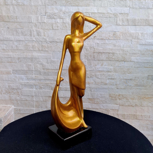 Estátua Mulher Dama Com Vestido Abstrata Linda Grande 40 Cm!