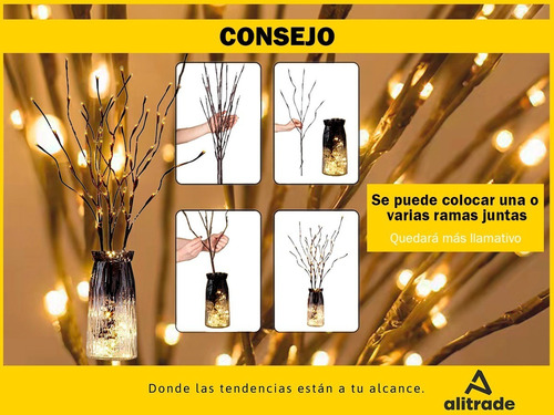 Imagen 6 de 10 de Luces Decorativas Interior Led Pila Calida Arbol Ramas 70cm