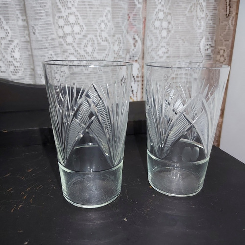 Imagem 6 de 6 de Copo Cristal 2 Unidades Suco Lapidado A Mão 250ml Antigo