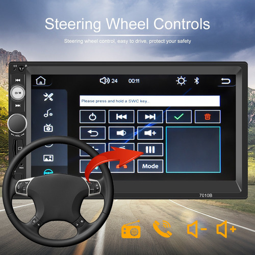 2 Din 7'' Radio Estéreo De Coche Fm Mirrorlink Carplay