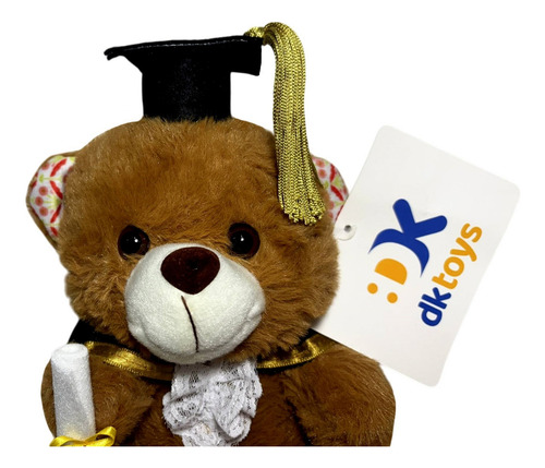 Boneco De Pelúcia Pequeno Urso Ursinho Marrom Escuro Formando - Vestido Com Traje Capelo E Diploma - Presente De Formatura - Dk Toys