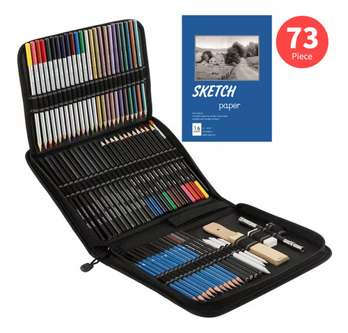 Set De Dibujo De 73 Piezas: Lápices, Caolín, Pasteles Y Form