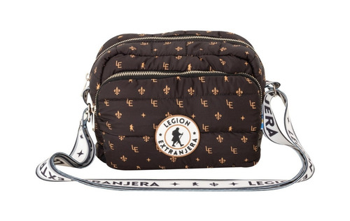 Imagen 2 de 3 de Cartera bandolera Legion Extranjera Cumbre Diamond Epic diseño estampado de poliéster negra con correa de hombro blanca y negra